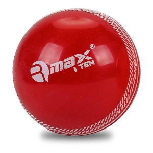 Rmax i-10 PVC Cricket Ball for Practice, Training, Matches for All Age Group (Knocking Ball, Hard Shot Ball, i-10 Soft Ball) (RED, Pack of 1) - M(Youth)