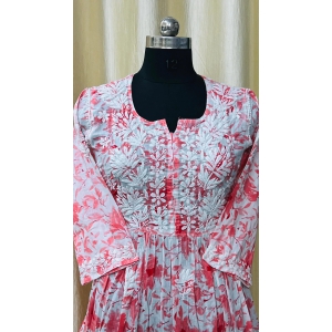 Long Chikankari Gowns-Xxl / Red