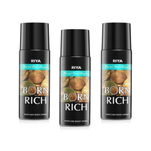 Riya Born Rich Body Spray Deodorant For Unisex Pack Of 3 150 Ml Each