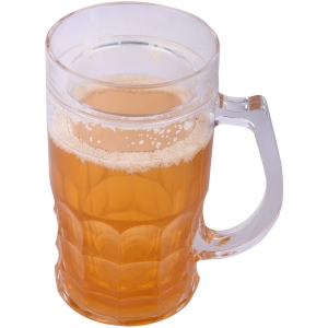 Plastic Double Wall Frosty Beer Mug with Jelly Inside, Clear, 330 ml