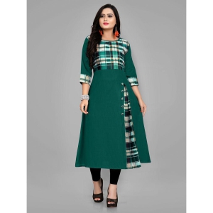 RIAANA - Green Cotton Blend Women''s Front Slit Kurti ( Pack of 1 ) - None