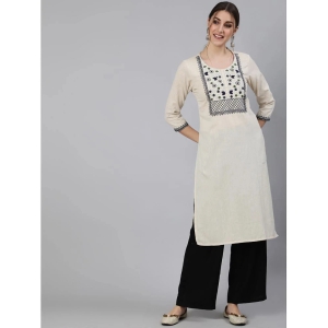 Antaran - Off White Cotton Womens Straight Kurti ( Pack of 1 ) - None