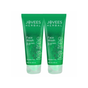 Jovees Herbal Tea Tree Oil Control Face Wash | For Oily & Acne Prone Skin | With Vitamin E & Tea Tree Oil | Prevents Pimple & Acne Breakout 120ml (Pack of 2)