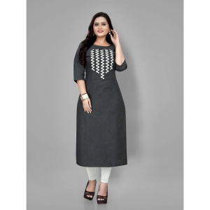 RIAANA - Black Cotton Womens Straight Kurti ( Pack of 1 ) - None