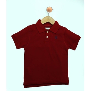 Boys Maroon Solid Polo T-Shirt