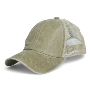 Chokore Denim Baseball Cap with Mesh Detailing (Khaki)