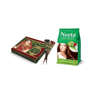 Neeta 12pcs Mehendi Cone with Hair Henna Permanent Hair Color Brown Natural Henna 125 g