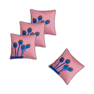 Hugs'n'Rugs Pink Cotton Cushion Covers - Set Of 4