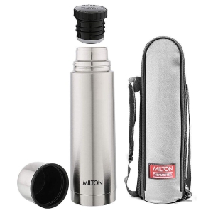 Milton Plain Lid 1000 Thermosteel 24 Hours Hot and Cold Water Bottle, 1000 ml, Silver - Silver