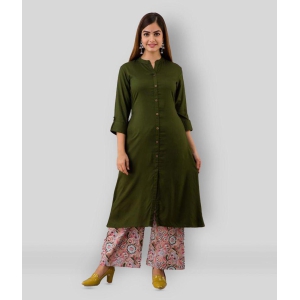 MAUKA - Dark Green Straight Rayon Womens Stitched Salwar Suit ( Pack of 1 ) - XL