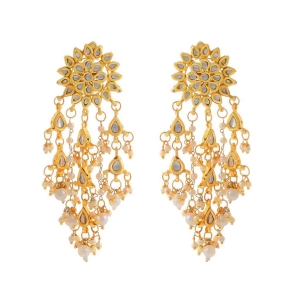abhaah bollywood inspired latest design traditional look kundan meenakari chandbali long jhumkas earrings with pearl chain for women and girls