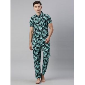 JOVEN MEN PRINTED PURE COTTON SLEEPSUIT-L / Black