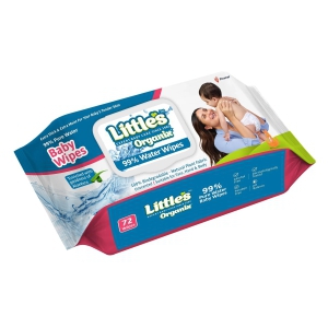 Little''s Organix 99% Pure Water (Unscented) Baby Wipes, Natural Plant Fabric – Extra Thick Wipes, 100% Biodegradable, and Enriched with the goodness of Aloe Vera, Jojoba Oil and Vitamin E, 72 W
