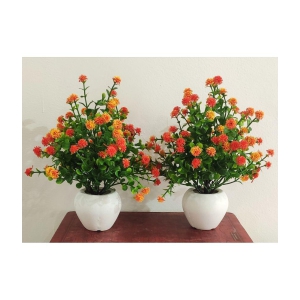 BAARIG - Orange Daisy Artificial Flower ( Pack of 2 )