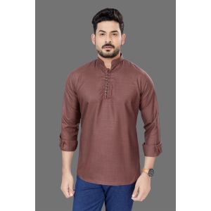 Chocolate Brown Short Cotton Kurta-XL - 42 / Brown