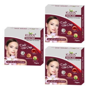 Kudos Facial Bar with Kesar & Chandan | 75gm | Pack of 3