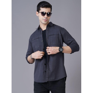 K-LARA - Dark Grey Cotton Slim Fit Mens Casual Shirt ( Pack of 1 ) - None