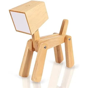Wooden Rechargeable Portable Dog Shape Desk Table Night Lamp(Warm White)