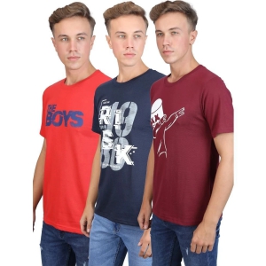 Supersquad 100% Cotton Regular Fit Printed Half Sleeves Mens T-Shirt - Multicolor ( Pack of 3 ) - None