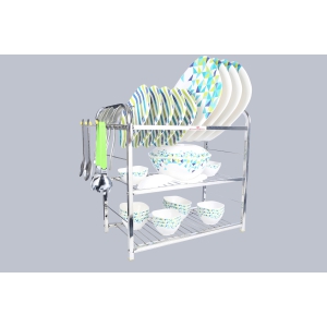 PALOMINO 3 LAYER 18*18 inch Wall Mount Modern Kitchen Utensils Dish Rack Stainless Steel Kitchen Rack Utensil Rack Utensil Stand Utensil Kitchen Rack  (Steel) - None