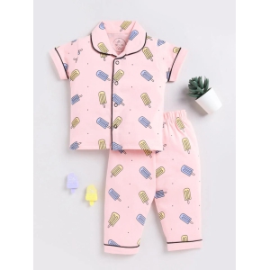 Pink Popsicle Print Half Sleeve Night Suit-4-5 y