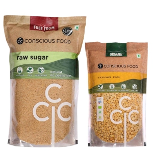 Pack of Raw Sugar - 2kg & Tuvar Dal - 1kg-Bundle