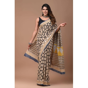 Bagru Handblock Printed Cotton Saree With Blouse