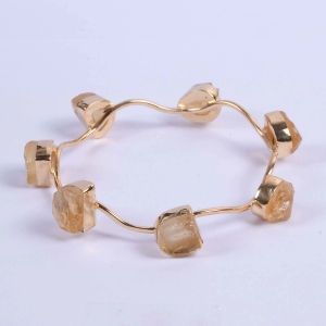 18K Gold Plated Handmade Natural Citrine Bangle