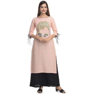 Maquien - Pink Rayon Women's Straight Kurti - L