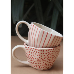 Red Polka & Red Lined Mug