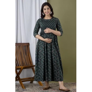 PALANI-HUB Women Maternity/Nursing Nighty  (Dark Green)