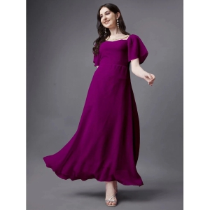 JASH CREATION - Magenta Georgette Womens Gown ( Pack of 1 ) - None