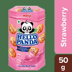 Meiji Hello Panda Biscuits - Creamy Strawberry, 50 G Carton