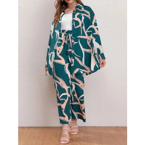 gufrina Teal Printed Pant Top Set - None