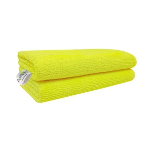 SOFTSPUN Microfiber Cleaning Cloths, 2pcs 40x40cms 340GSM Yellow! Highly Absorbent, Lint and Streak Free, Multi -Purpose Wash Cloth for Kitchen, Car, Window, Stainless Steel, Silverware.