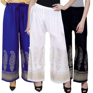 Rayon Printed  Palazzo Pants, Combo Pack-3