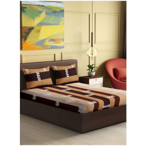 Abhikram - Brown Cotton Double Bedsheet with 2 Pillow Covers - Brown