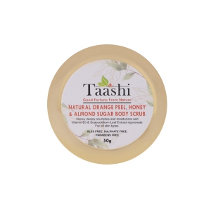 Taashi Natural Orange Peel, Honey & Almond Sugar Body Scrub(50 GM) for moisturised,rejuvenated and nourished skin