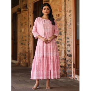 AMIRAS INDIAN ETHNICWEAR Cotton Printed Ankle Length Womens Fit & Flare Dress - Pink ( Pack of 1 ) - None