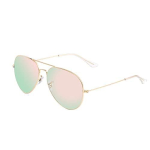 Bio-th Polarized Aviator Sunglasses: Cutting-Edge UV Protection with Metal Mirror Frame for Unisex Comfort and Style