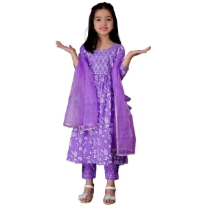 Itemzon Purple Viscose Girls Kurta and Pant Set ( Pack of 1 ) - None