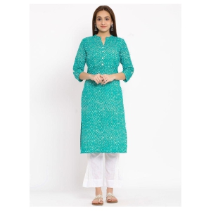 fabbibaprints-green-cotton-womens-straight-kurti-l