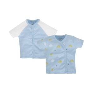 My Milestones T-shirt Half Sleeves Boys Baby Blue White Raglan/ Baby Blue Cloud -2Pc Pack - None