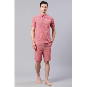 men-solid-pink-regular-fit-loungewear