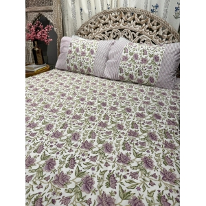 Hand Block Cotton Bedsheet | Sage Bedsheet-King