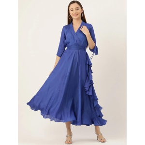 Desginer Blue Polyester Dress-M