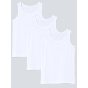 Boys Vest Solid White Color Pack of 3-7-8 YRS