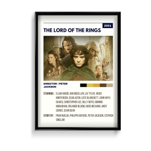 The Lord of the rings - The fellowship of the ring Retro Wall Art-A1 / Black Frame