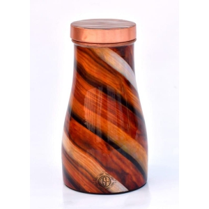 Copper Bottle Printed Jug with Inbuilt Glass, Bedside Jar Pot, Designer Printed, (950 ML)