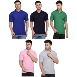 Men's Pack Of 5 Half Sleeves Polo Neck T-shirt-M